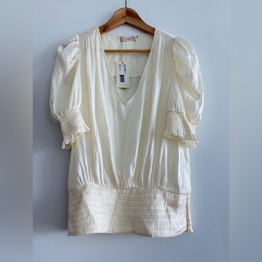 Ramy Brook Cream V-Neck SS Blouse